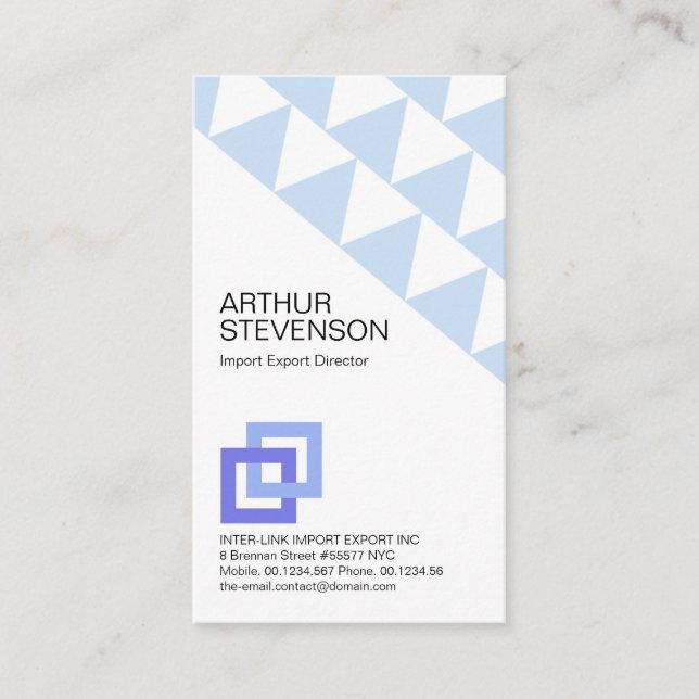 Blue Dual Direction Arrows Import Export Agent Business Card (Front)