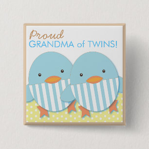 Blue Ducky Twin Boys Proud Grandma Pin