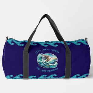Blue Duffel Bag with Mermaid Design