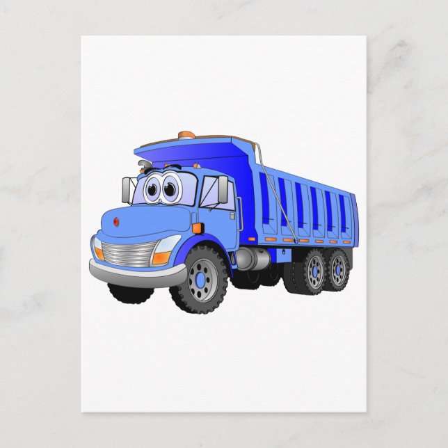 Blue Dump Truck Cartoon Postcard (Front)