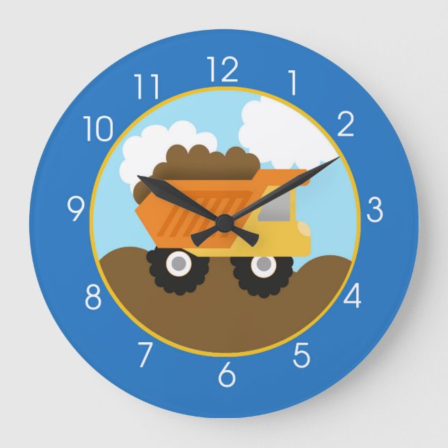 Blue Dump Truck Construction Clock (Front)