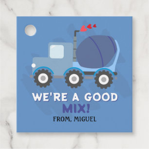 Blue Dump Truck Hearts Valentines Gift Tags