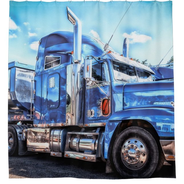 Blue Dump Truck Shower Curtain (Front)