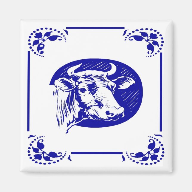 Blue Dutch Cow Magnet (Front)