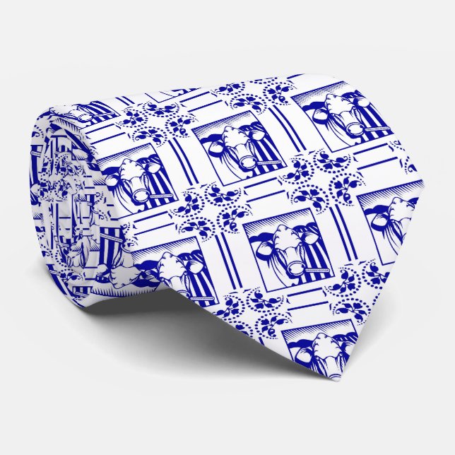 Blue Dutch Cow Neck Tie (Rolled)