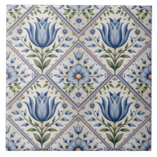 Blue Dutch Delft Pattern Ceramic Tile