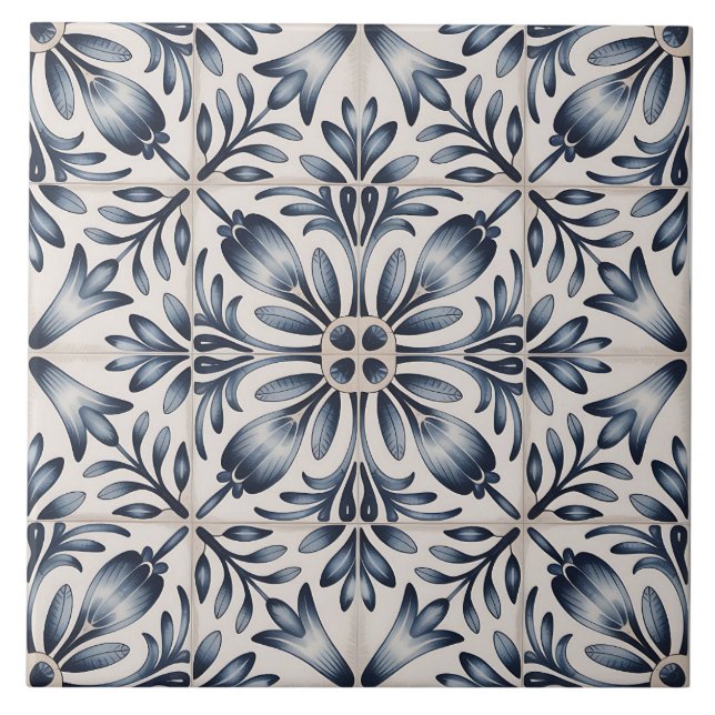 Blue Dutch Delft Pattern  Ceramic Tile (Front)