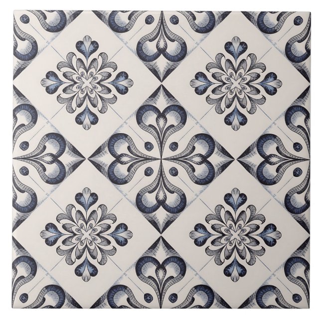 Blue Dutch Delft Pattern  Ceramic Tile (Front)