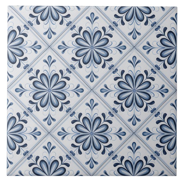 Blue Dutch Delft Pattern  Ceramic Tile (Front)