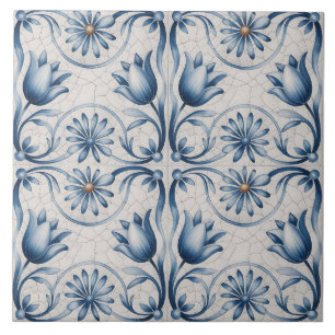 Blue Dutch Delft Pattern Ceramic Tile