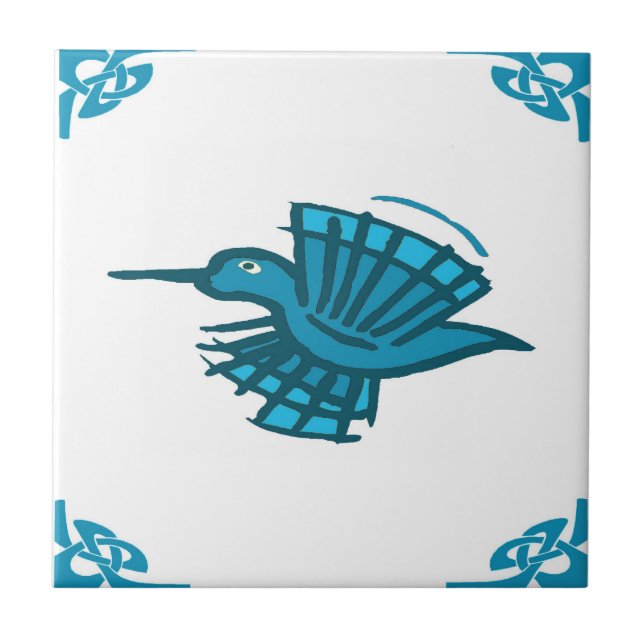 Blue Dutch Humming Bird Tile (Front)