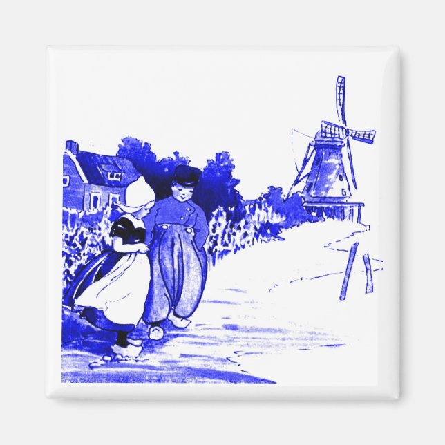 Blue Dutch Kids Magnet (Front)