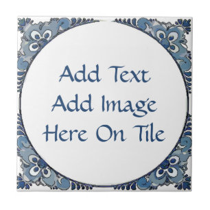 Blue Dutch look, edit text,add image, Ceramic Tile