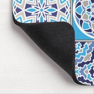 Blue Dutch Tile Pattern Mouse Pad