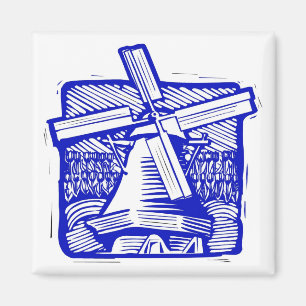 Blue Dutch Windmill Magnet