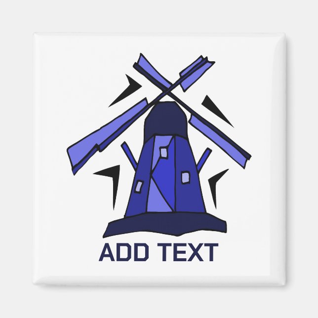 Blue Dutch Windmill Magnet (Front)