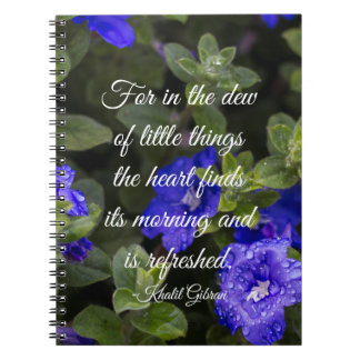 Blue Dwarf Morning Glory Inspirational Quote Notebook