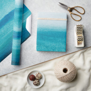 Blue Dye Water Colour Wrapping Paper