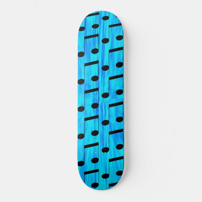 Blue Dyed Musical Notes, Skateboard (Front)