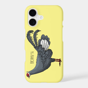 Blue eared pheasant bird cartoon illustration