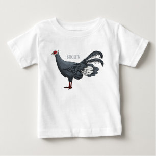 Blue eared pheasant bird cartoon illustration  baby T-Shirt