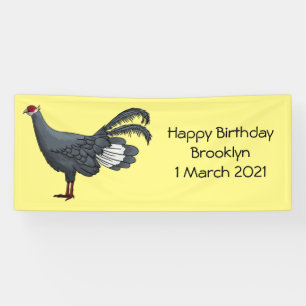 Blue eared pheasant bird cartoon illustration banner