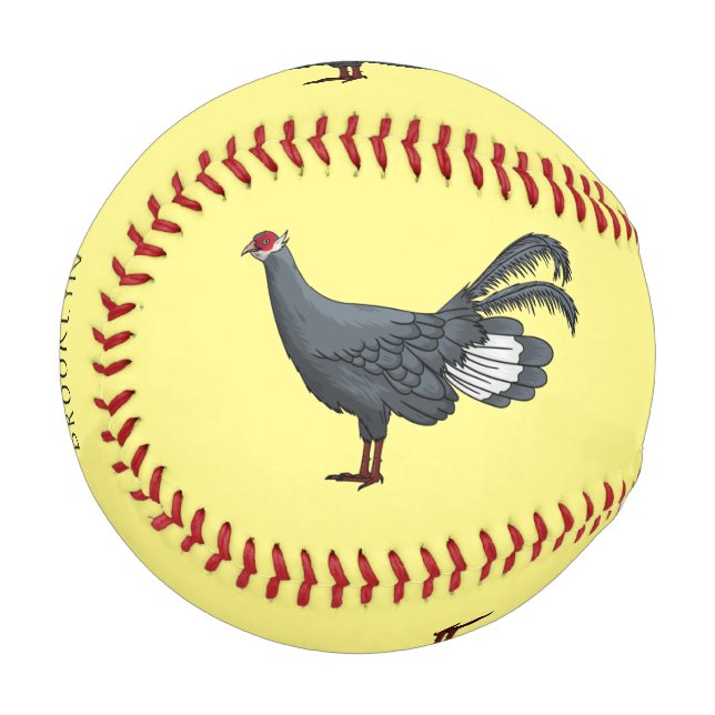 Blue eared pheasant bird cartoon illustration baseball (Front Left)