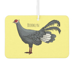 Blue eared pheasant bird cartoon illustration car air freshener