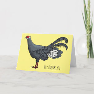 Blue eared pheasant bird cartoon illustration card