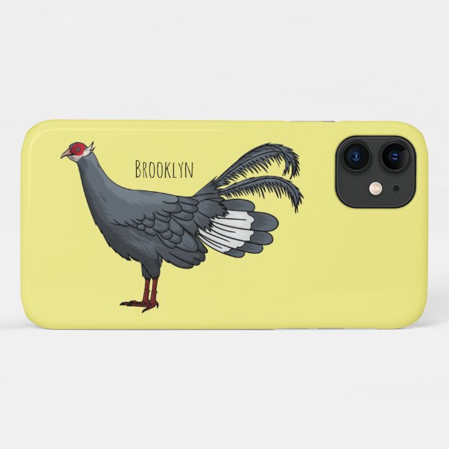 Blue eared pheasant bird cartoon illustration Case-Mate iPhone case (Back (Horizontal))