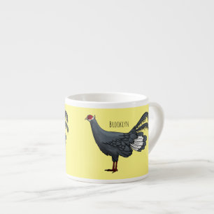 Blue eared pheasant bird cartoon illustration espresso cup