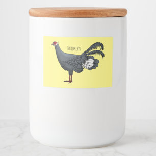 Blue eared pheasant bird cartoon illustration  food label