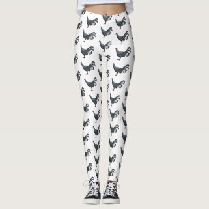 Blue eared pheasant bird cartoon illustration leggings