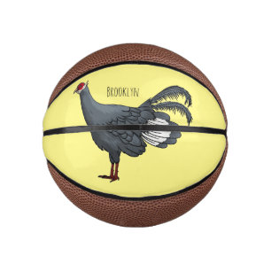 Blue eared pheasant bird cartoon illustration mini basketball