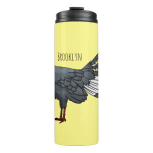 Blue eared pheasant bird cartoon illustration thermal tumbler