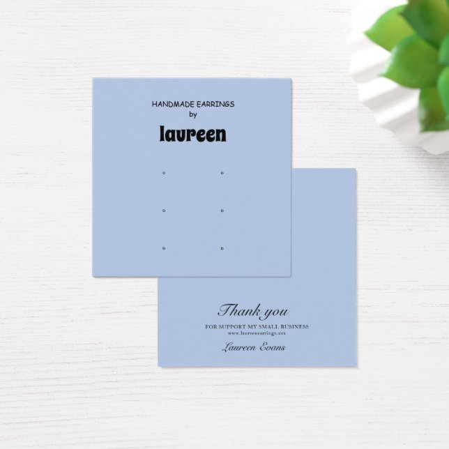  Blue Earring Display Square Business Card (Desk)