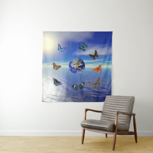 Blue Earth Butterflies Tapestry