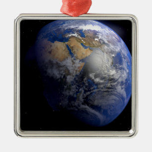 Blue Earth From Space  Inspirational Metal Tree Decoration