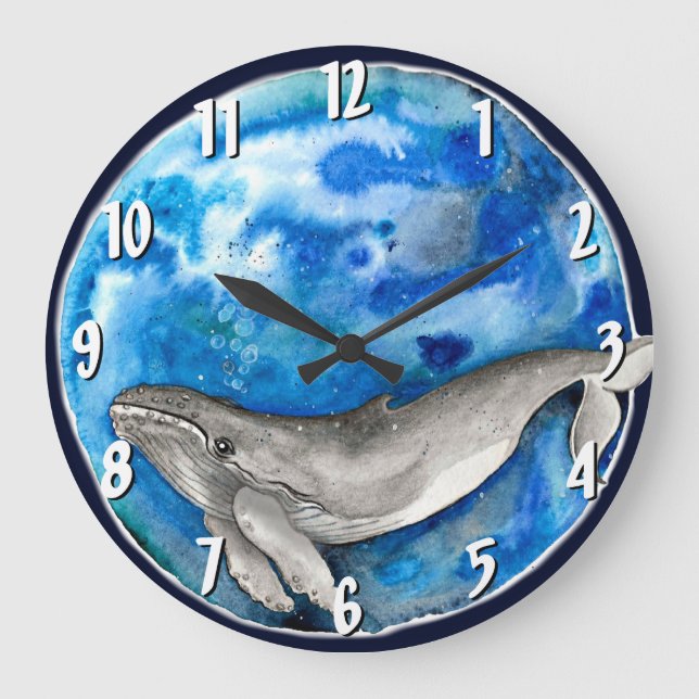 Blue Earth Whale Large Clock (Front)