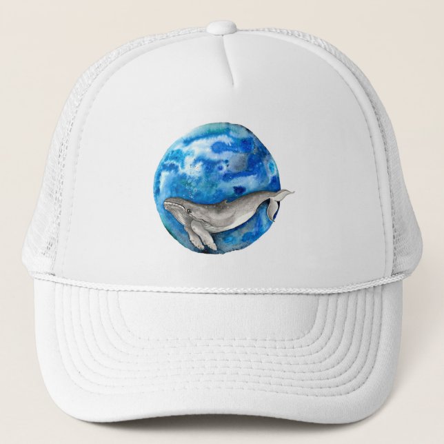 Blue Earth Whale Trucker Hat (Front)