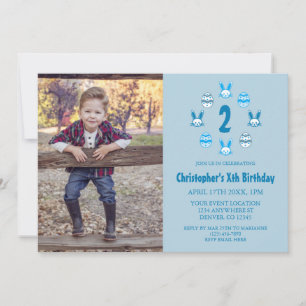 Blue Easter 2nd Birthday Invitation