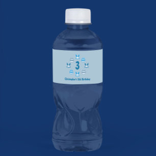 Blue Easter 3rd Birthday Water Bottle Label