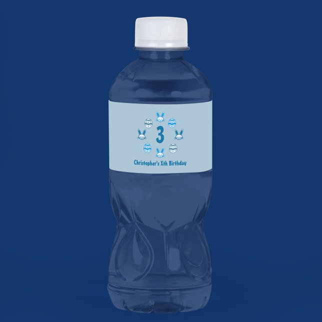 Blue Easter 3rd Birthday Water Bottle Label (Creator Uploaded)