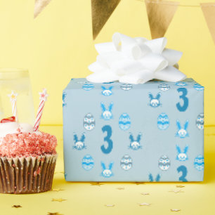 Blue Easter 3rd Birthday Wrapping Paper