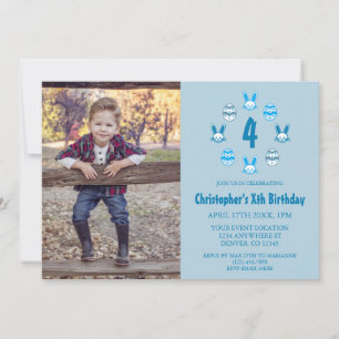 Blue Easter 4th Birthday Invitation
