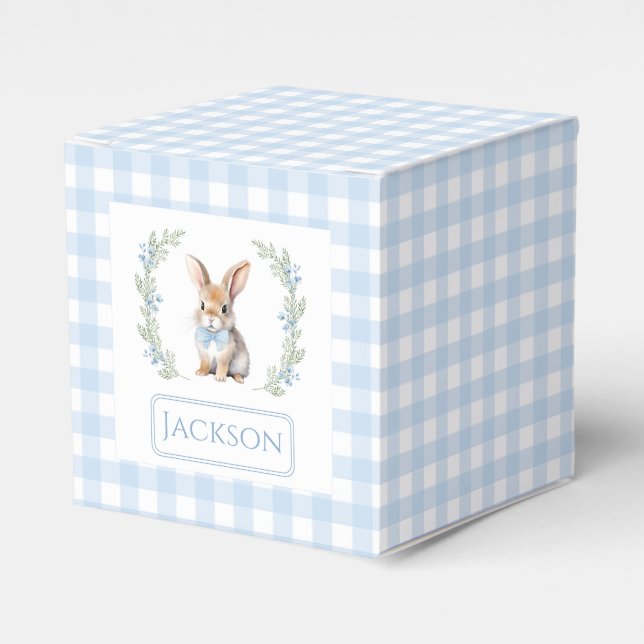 Blue Easter bunny baby boy shower gift favour boxe Box (Front Side)