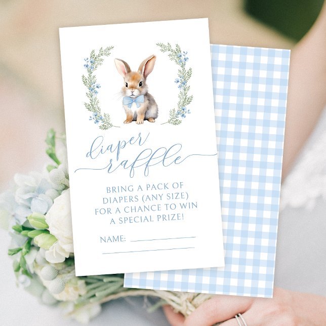 Blue Easter bunny baby shower diaper raffle cards (Creator Uploaded)