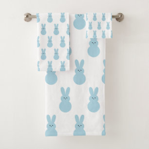 Blue Easter Bunny Bath Towel Set