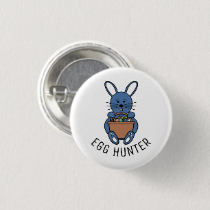 Blue Easter Bunny, Egg Hunter 3 Cm Round Badge