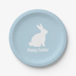 Blue Easter Bunny Spring Birthday Party Paper Plate